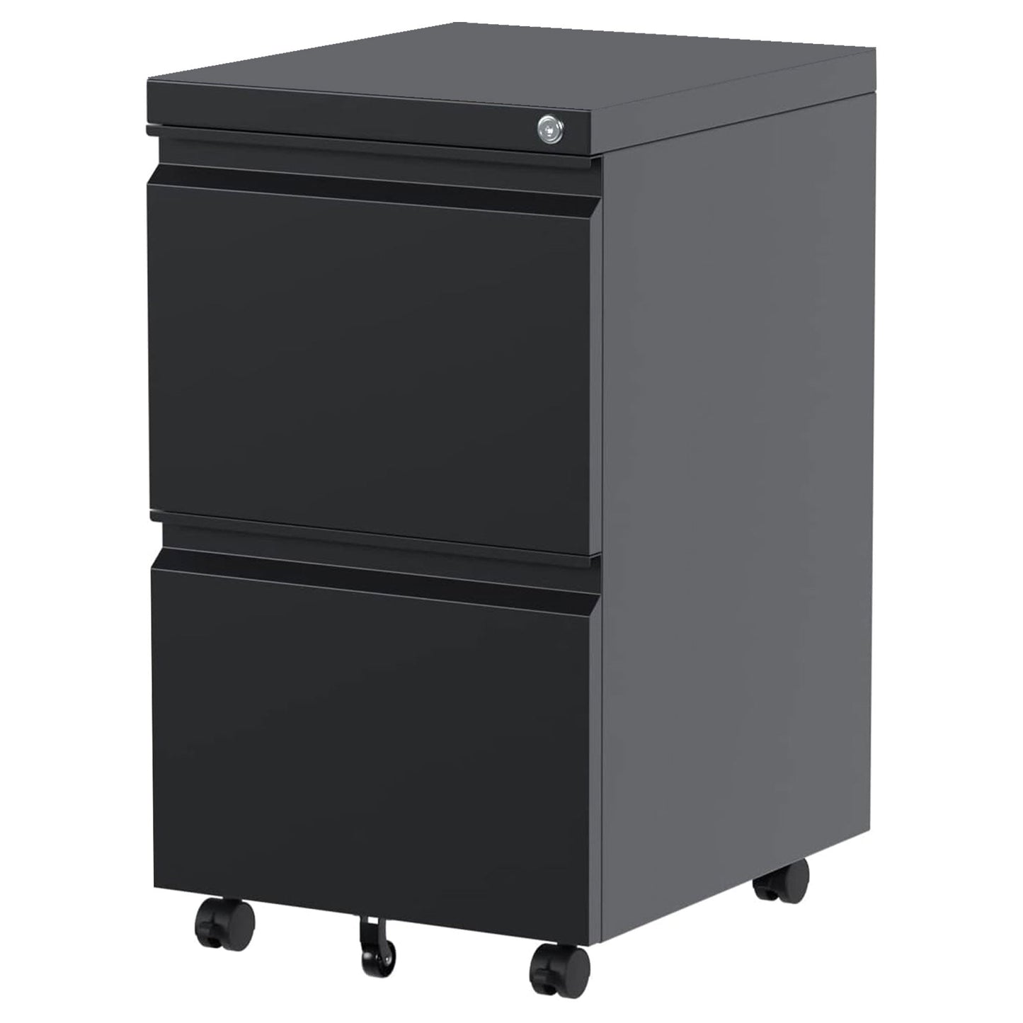 AOBABO 2 Drawer Mobile Metal Organizer Filing Cabinet, Fully Assembled, Black