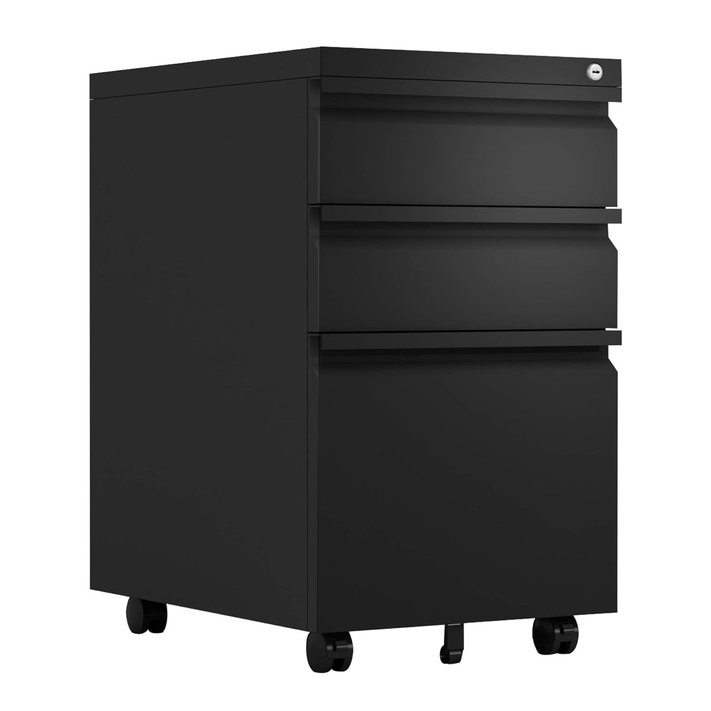 AOBABO 3 Drawer Mobile Metal Organizer Filing Cabinet, Fully Assembled, Black