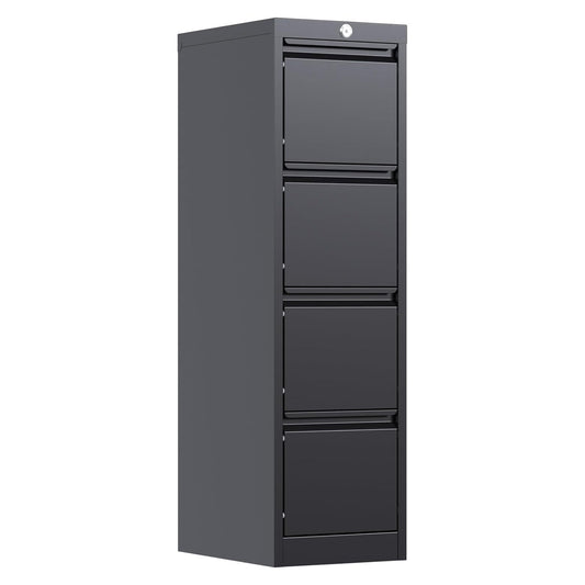 AOBABO 4 Drawer Vertical Metal File Cabinet with Lock for Home and Office, Black