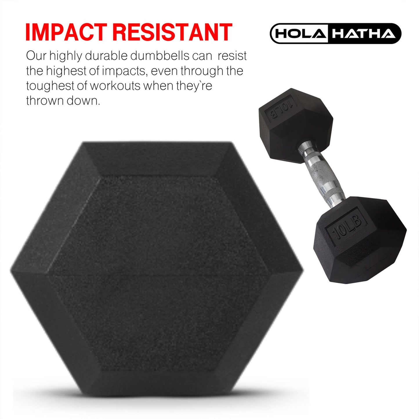 HolaHatha Iron Hexagonal Cast Home Exercise Dumbbell Free Weight, 10 Pounds