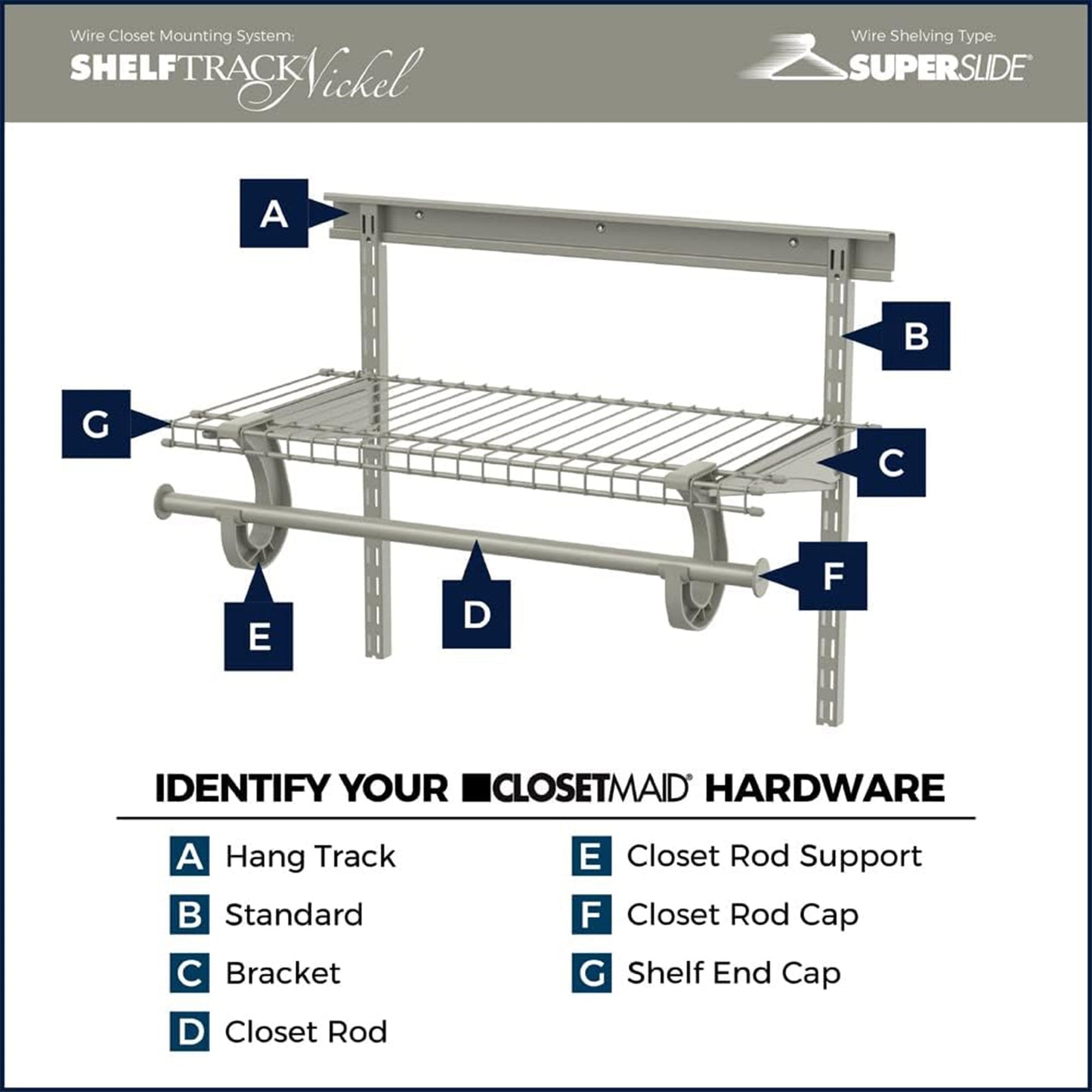 ClosetMaid ShelfTrack 80 Inch Hang Track Rail for Closets and Utility Rooms