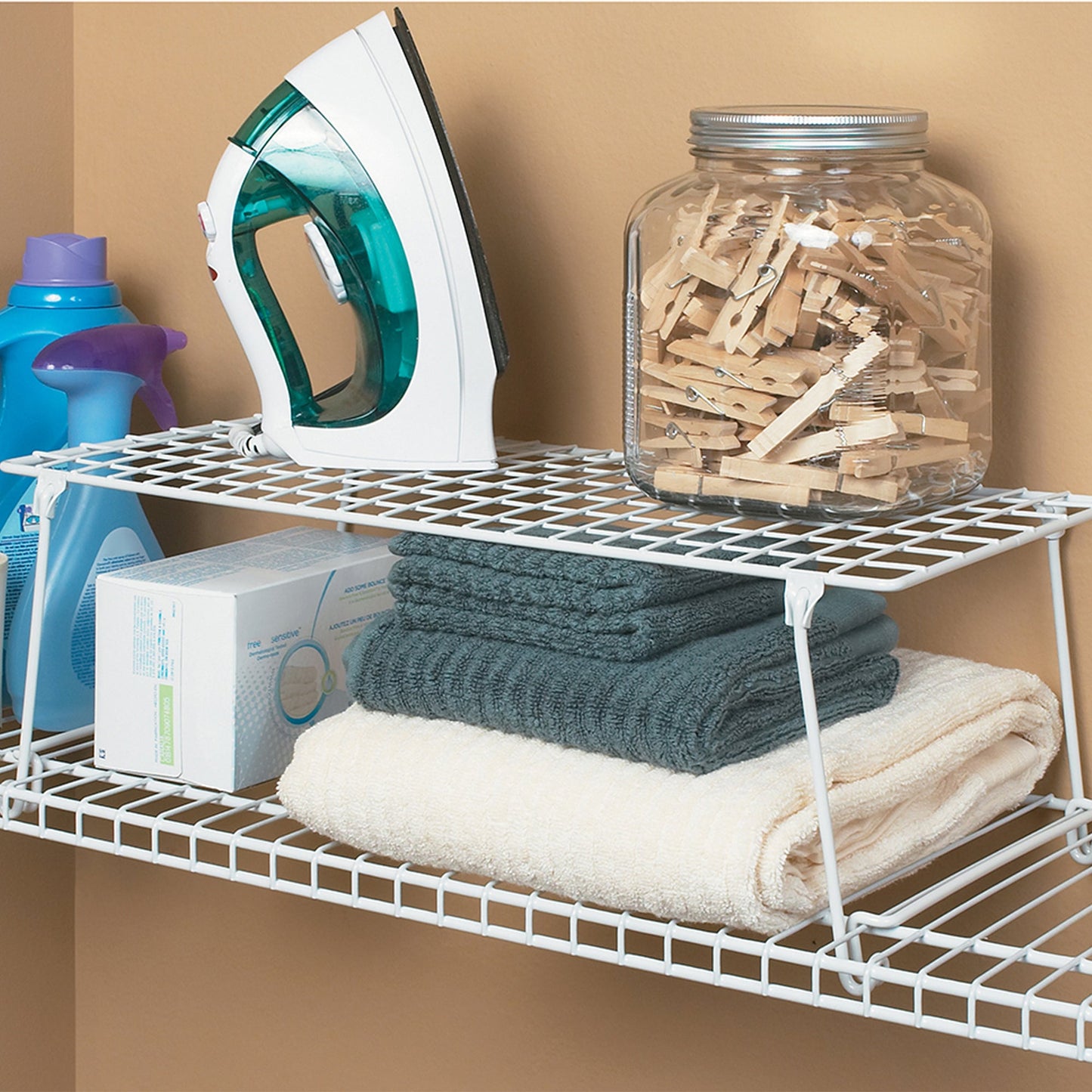 ClosetMaid Stack & Hang 21.5x10.75x7.87'' Stainless Steel Wire Shelf Unit, White