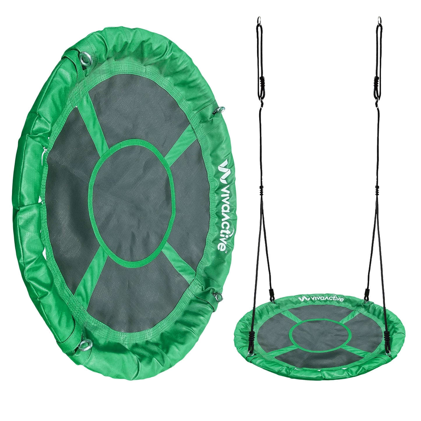 gobaplay Round Platform Tree Swing with Adjustable Polyethylene Rope, Green