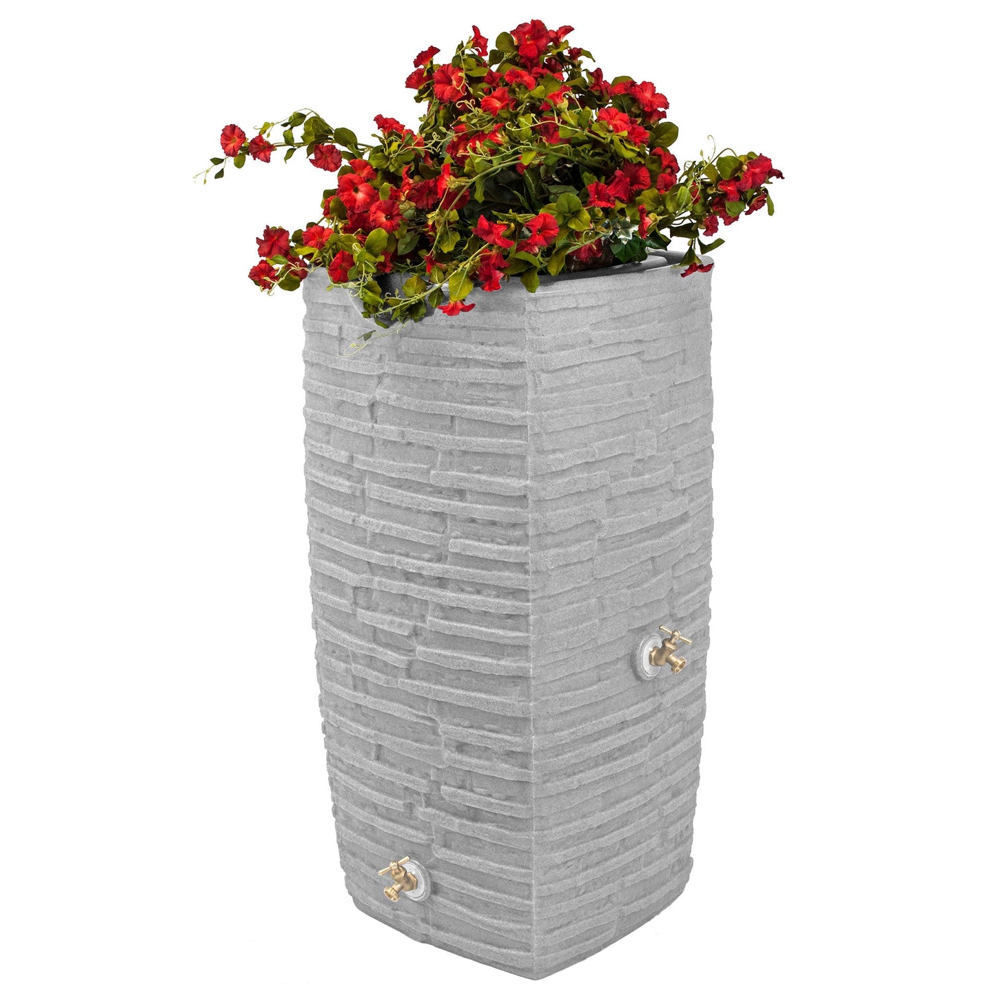 Good Ideas Impressions Riverwalk 50 Gal Rain Saver with Spigots, Light Granite