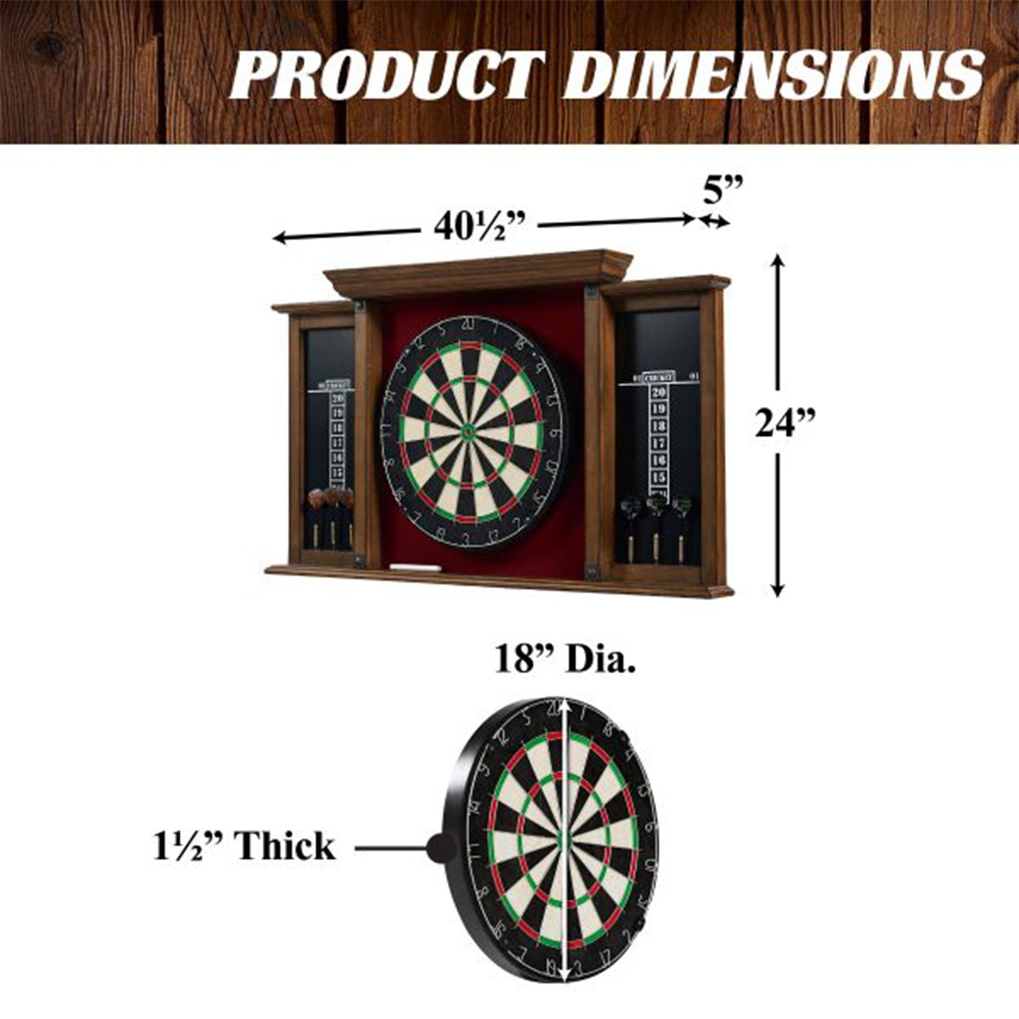 Barrington Billiards 18 Inch Sherwood Premium Dartboard Cabinet Set with Darts