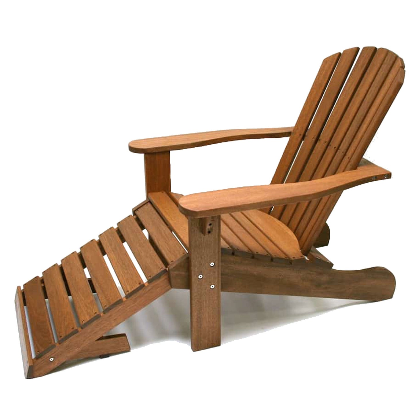 Outdoor Interiors Eucalyptus Wood Adirondack Chair with Built In Ottoman, Brown