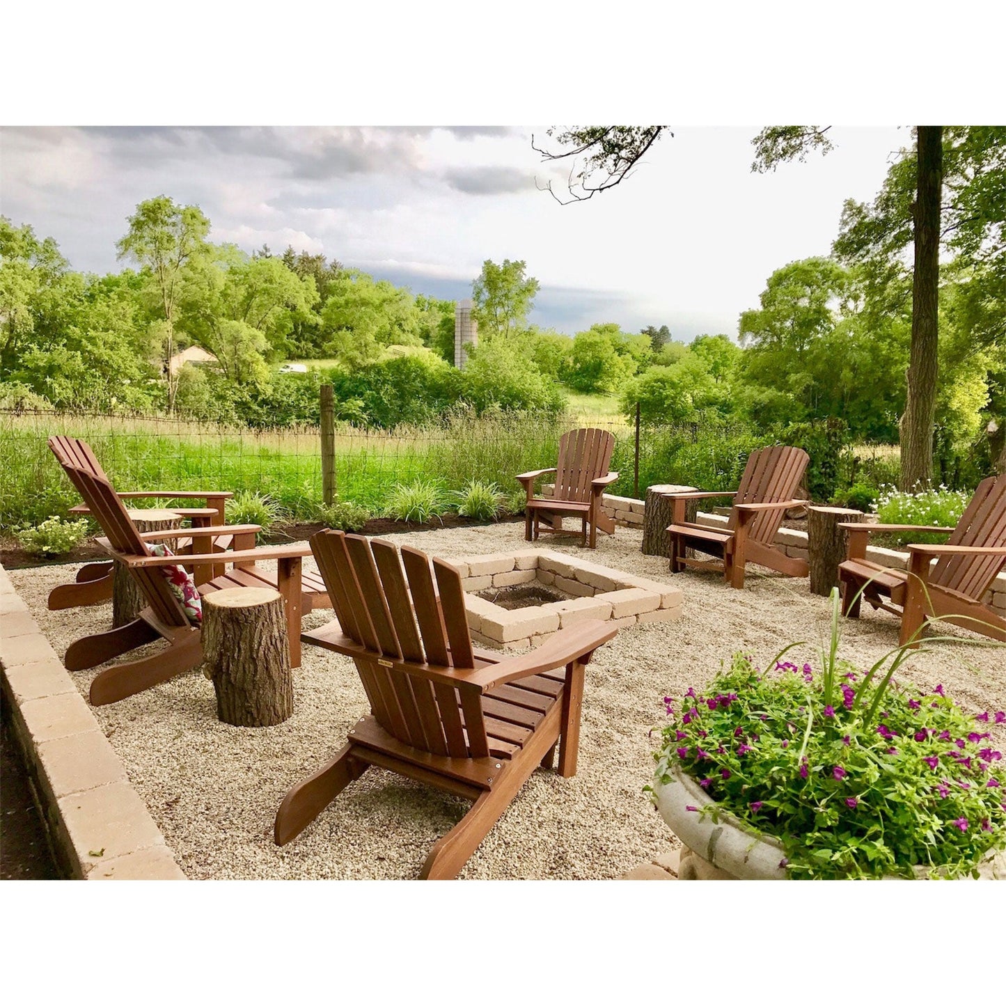 Outdoor Interiors Eucalyptus Wood Adirondack Chair with Built In Ottoman, Brown