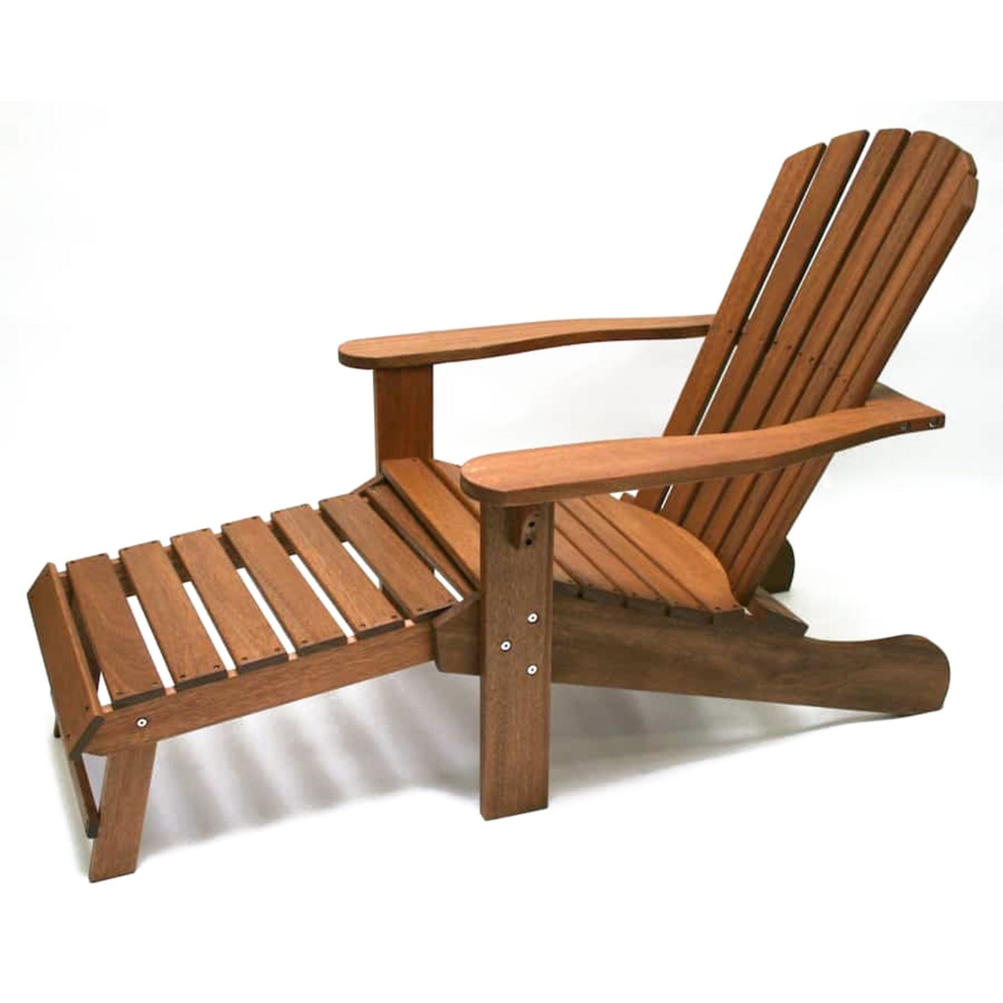 Outdoor Interiors Eucalyptus Wood Adirondack Chair with Built In Ottoman, Brown