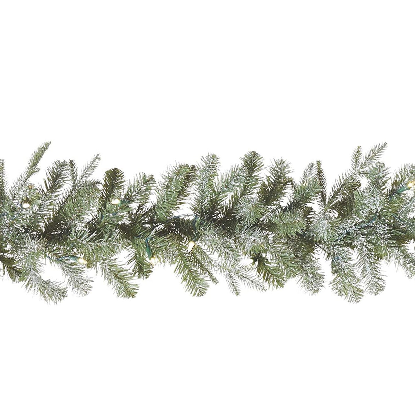 NOMA Snow Dusted Pre Lit Artificial Christmas Wreath with 9 Foot Frosted Garland