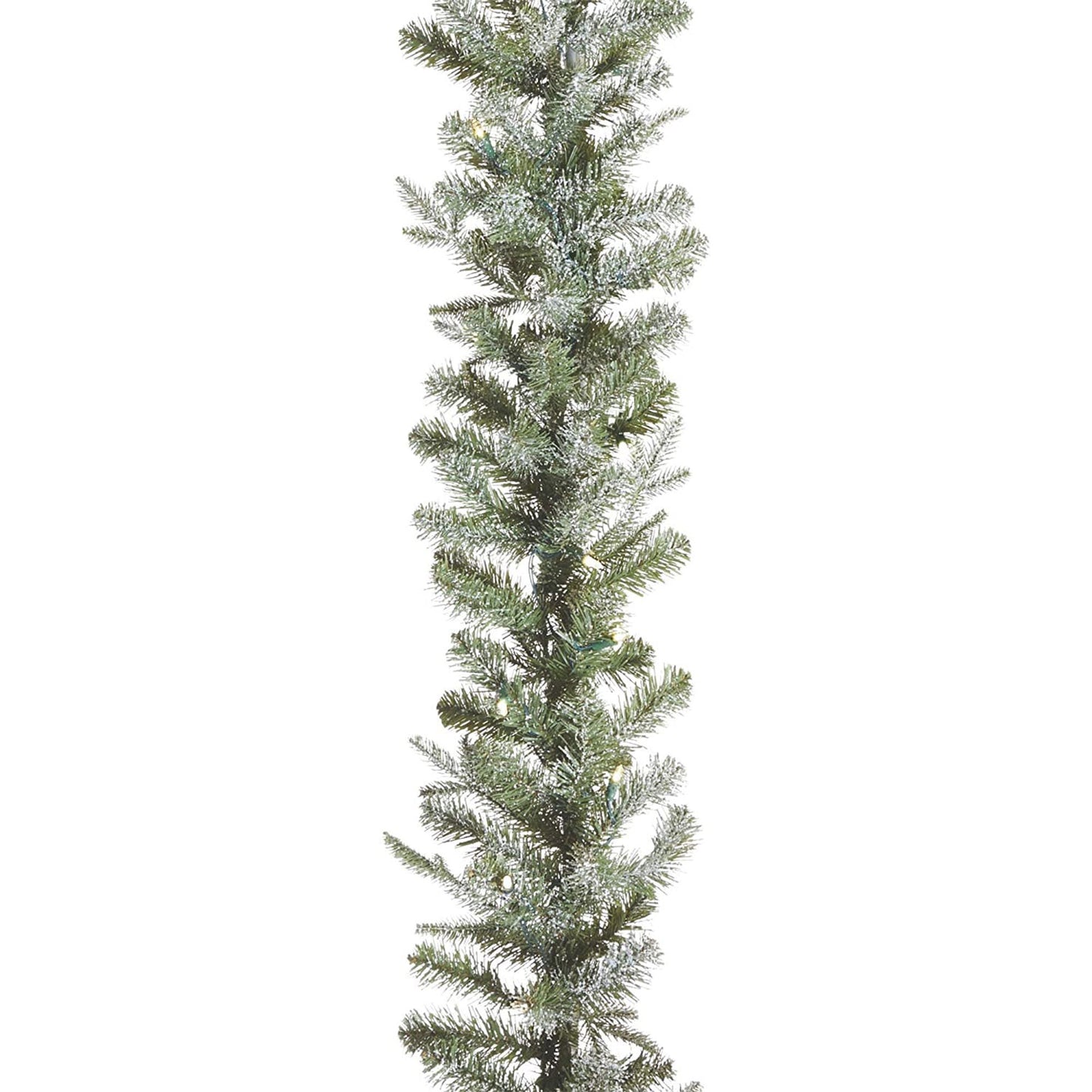 NOMA Frosted Fir 9 Foot Pre Lit Christmas Garland Home Holiday Decor, (2 Pack)