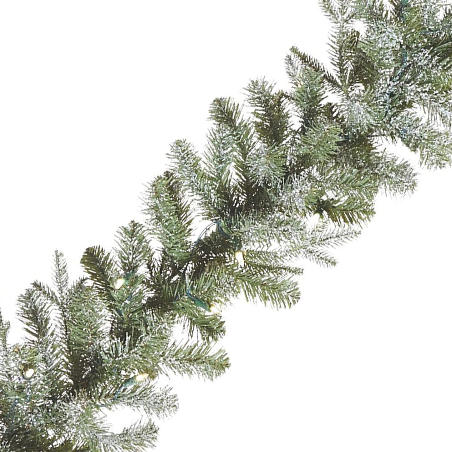 NOMA Frosted Fir 9 Foot Pre Lit Christmas Garland Home Holiday Decor, (2 Pack)