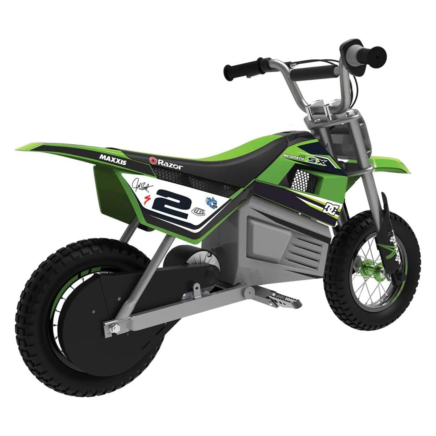 Razor SX350 McGrath Pneumatic Knobby Tires Electric Dirt Rocket Bike, Green