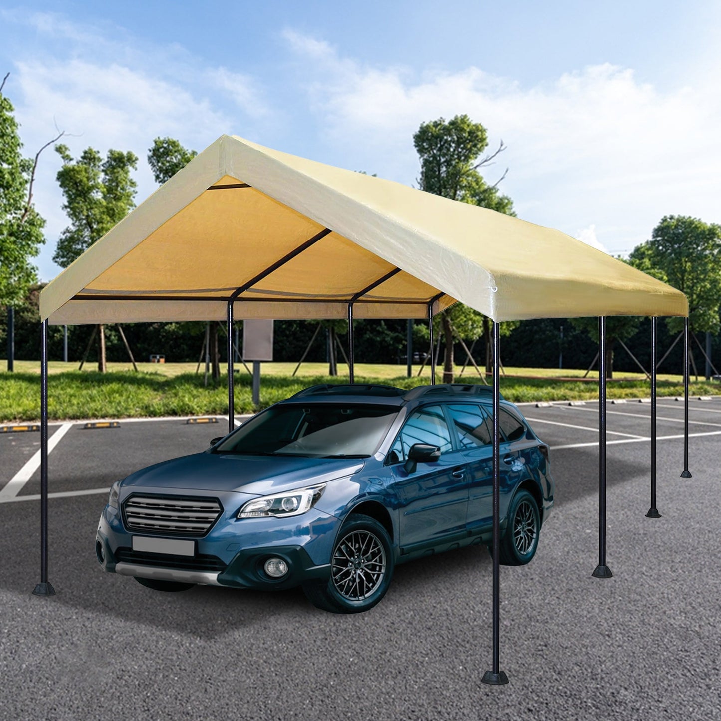 Caravan Canopy Mega Domain Waterproof Steel Frame Carport, 10 x 20 Feet, Tan