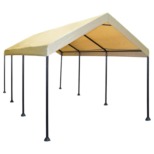 Caravan Canopy Mega Domain Waterproof Steel Frame Carport, 10 x 20 Feet, Tan