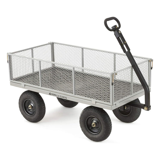 Gorilla Cart 1000 Pound Capacity Heavy Duty Steel Mesh Utility Wagon Cart, Gray