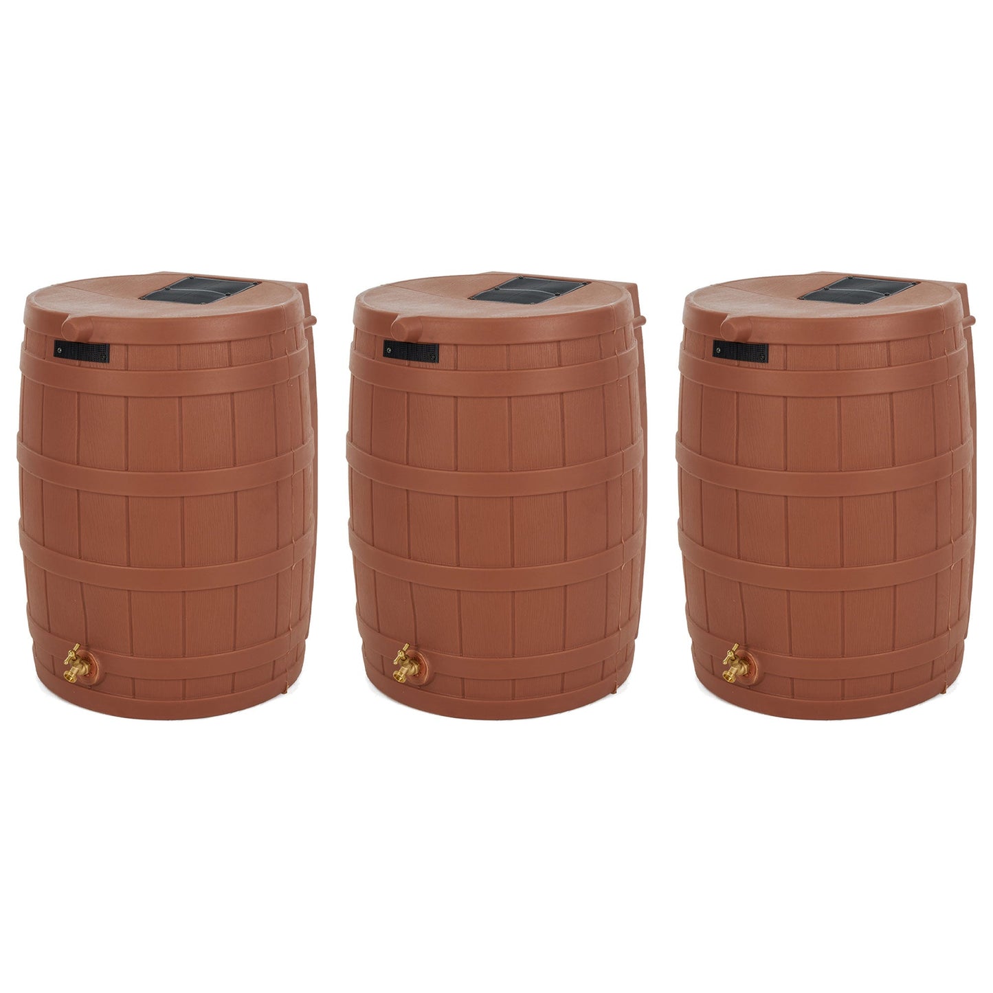 Good Ideas Rain Wizard Storage 50 Gallon Rain Barrel, Terra Cotta, (3 Pack)