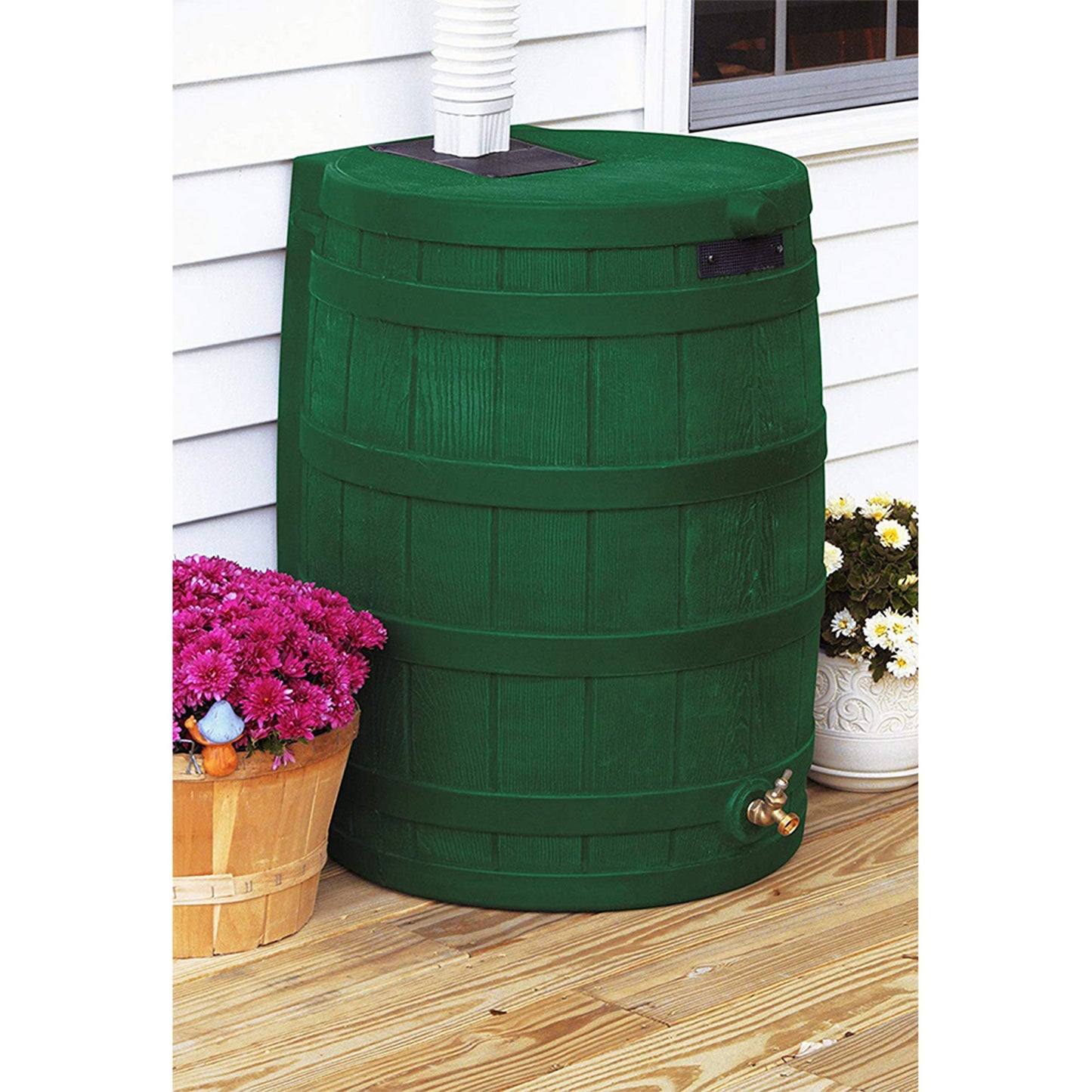 Good Ideas Rain Wizard Water Storage 50 Gallon Capacity Barrel, Green, (2 Pack)