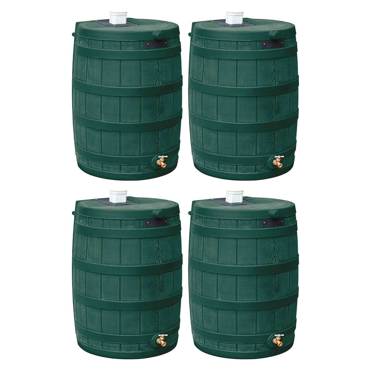 Good Ideas Rain Wizard Water Storage 50 Gallon Capacity Barrel, Green, (4 Pack)