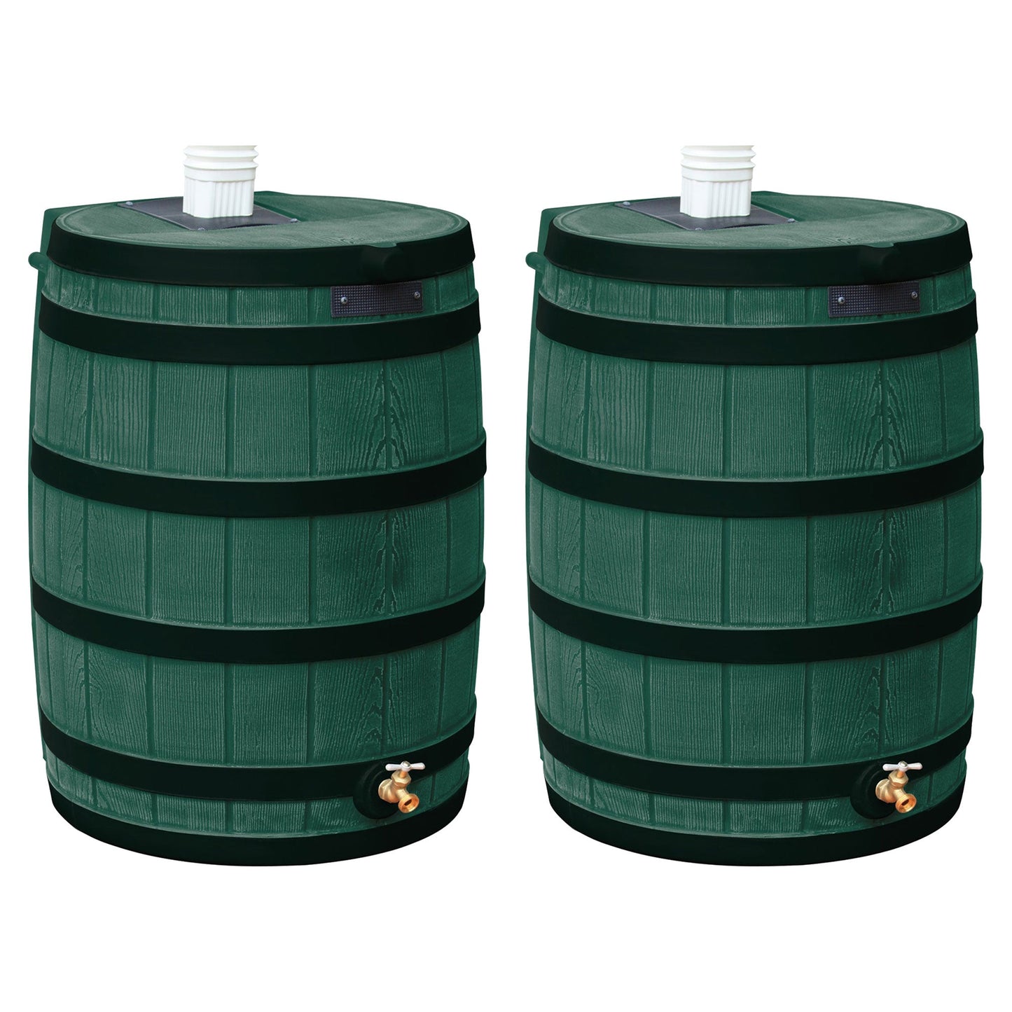 Good Ideas Rain Wizard Wood Rain Barrel with Darkened Ribs, Green, (2 Pack)