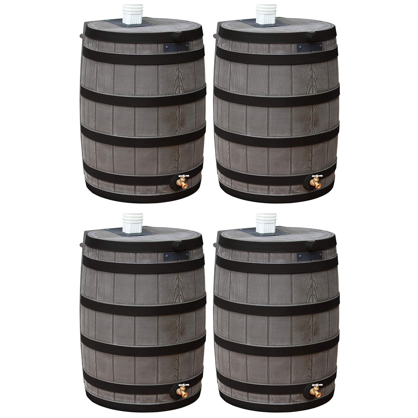 Good Ideas Rain Wizard Wood Rain Water Barrel with Darkened Ribs, Oak, (4 Pack)