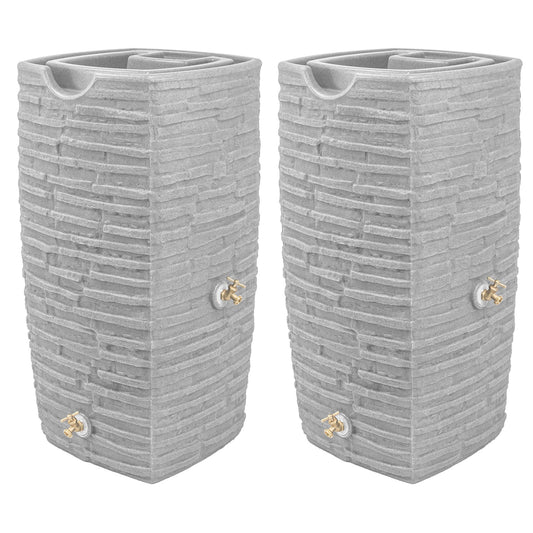 Good Ideas Impressions Riverwalk 50 Gallon Rain Saver, Light Granite (2 Pack)