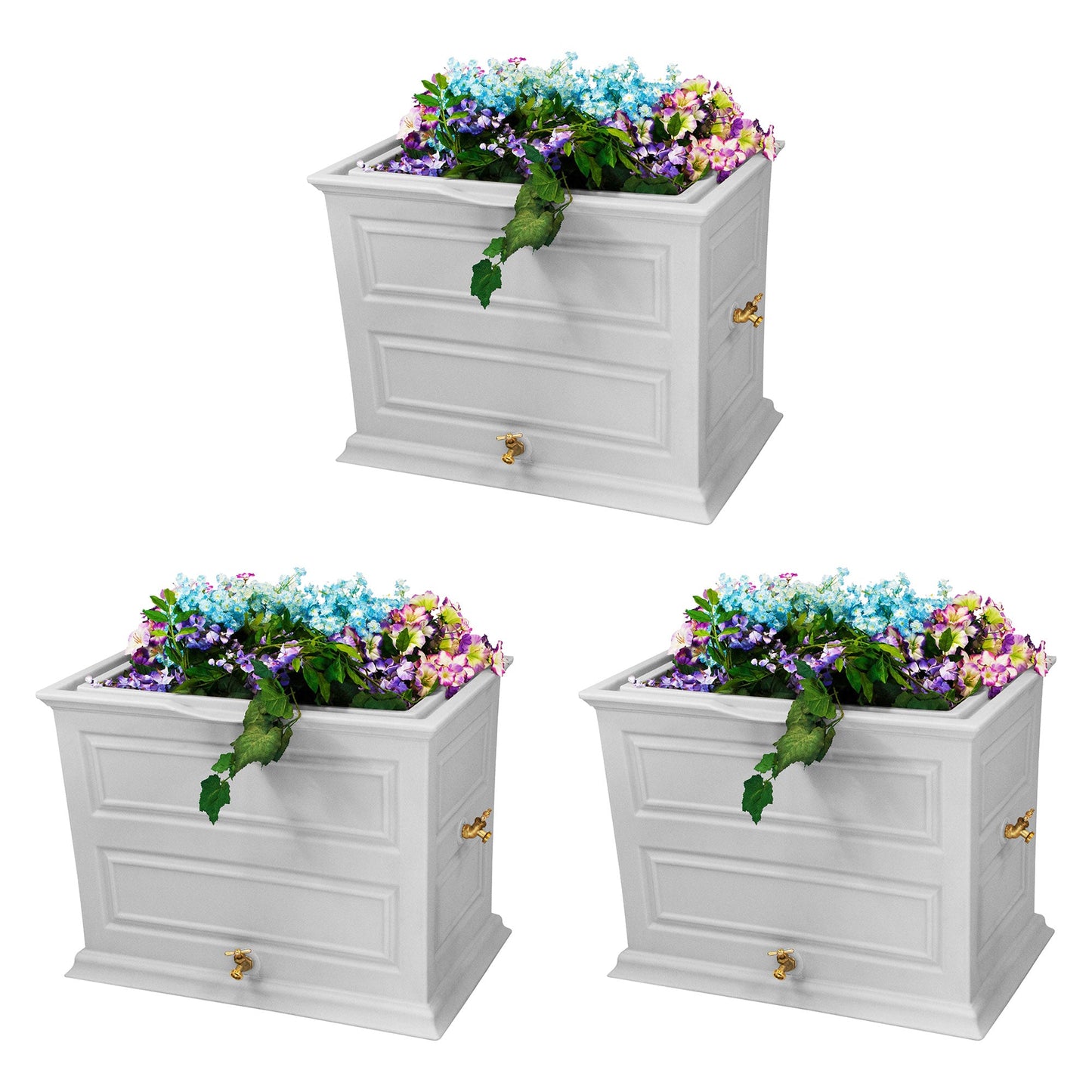 Good Ideas Savannah 42 Gal Flatback Colonial Style Rain Barrel Planter (3 Pack)