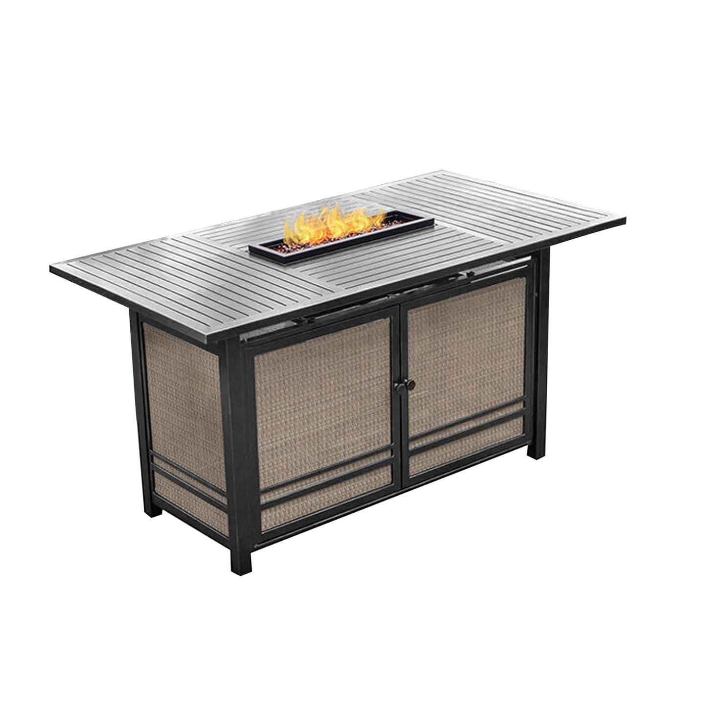 Four Seasons Courtyard Manhattan LP Gas Aluminum Fire Pit Table, Charcoal Gray