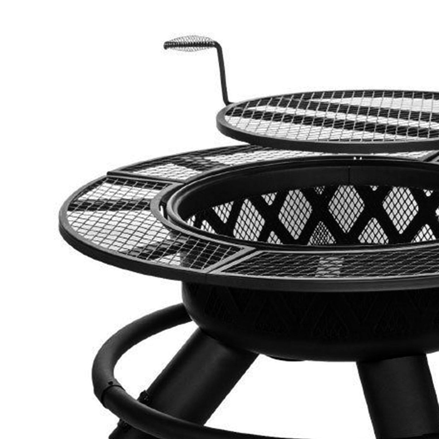 Four Seasons Courtyard 47 Inch Ranch Deep Bowl Fire Pit w/Grill & Safety Ring