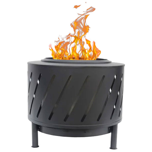 Four Seasons Courtyard 24" Round Steel Smokeless High Temperature Firepit, Black