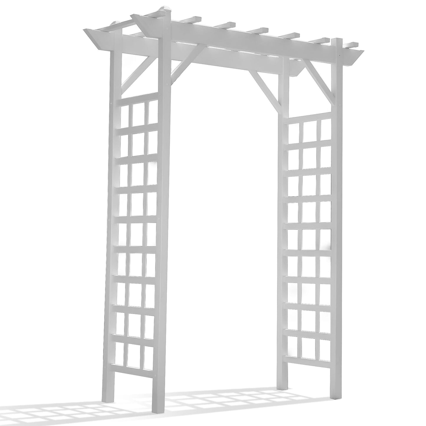 Dura-Trel Providence Arbor 64" x 85" PVC Outdoor Garden Arch Trellis, White