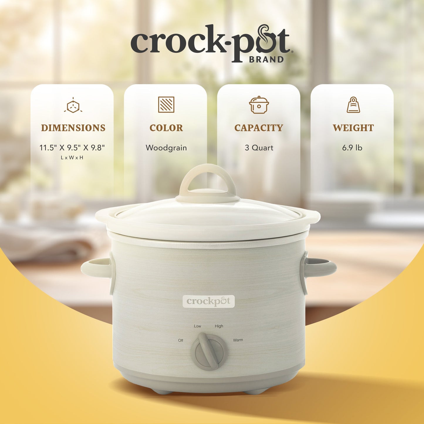 Crock-Pot Manual Design Series 3 Quart 3 Setting Slow Cooker for Kitchen Use