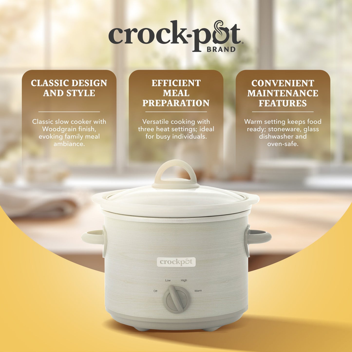 Crock-Pot Manual Design Series 3 Quart 3 Setting Slow Cooker for Kitchen Use