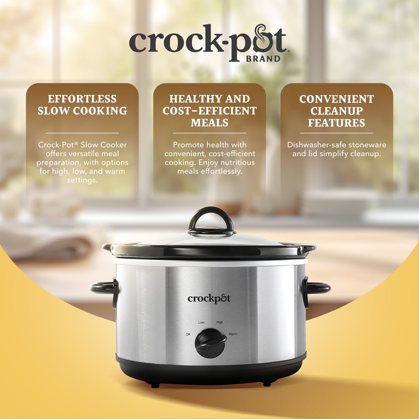 Crock-Pot 4.5 Quarts Manual Design Series Slow Cooker w/3 Heat Settings, Silver