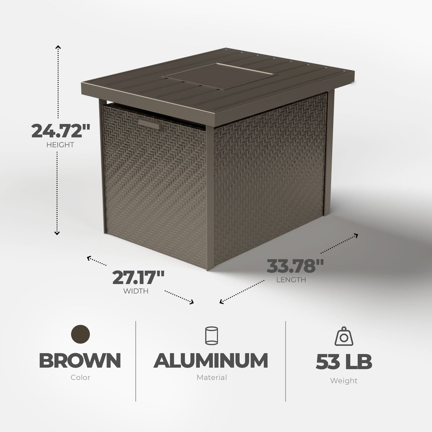 Four Seasons Courtyard 27 x 34 In Catania Slat Top Outdoor Gas Fire Pit Table