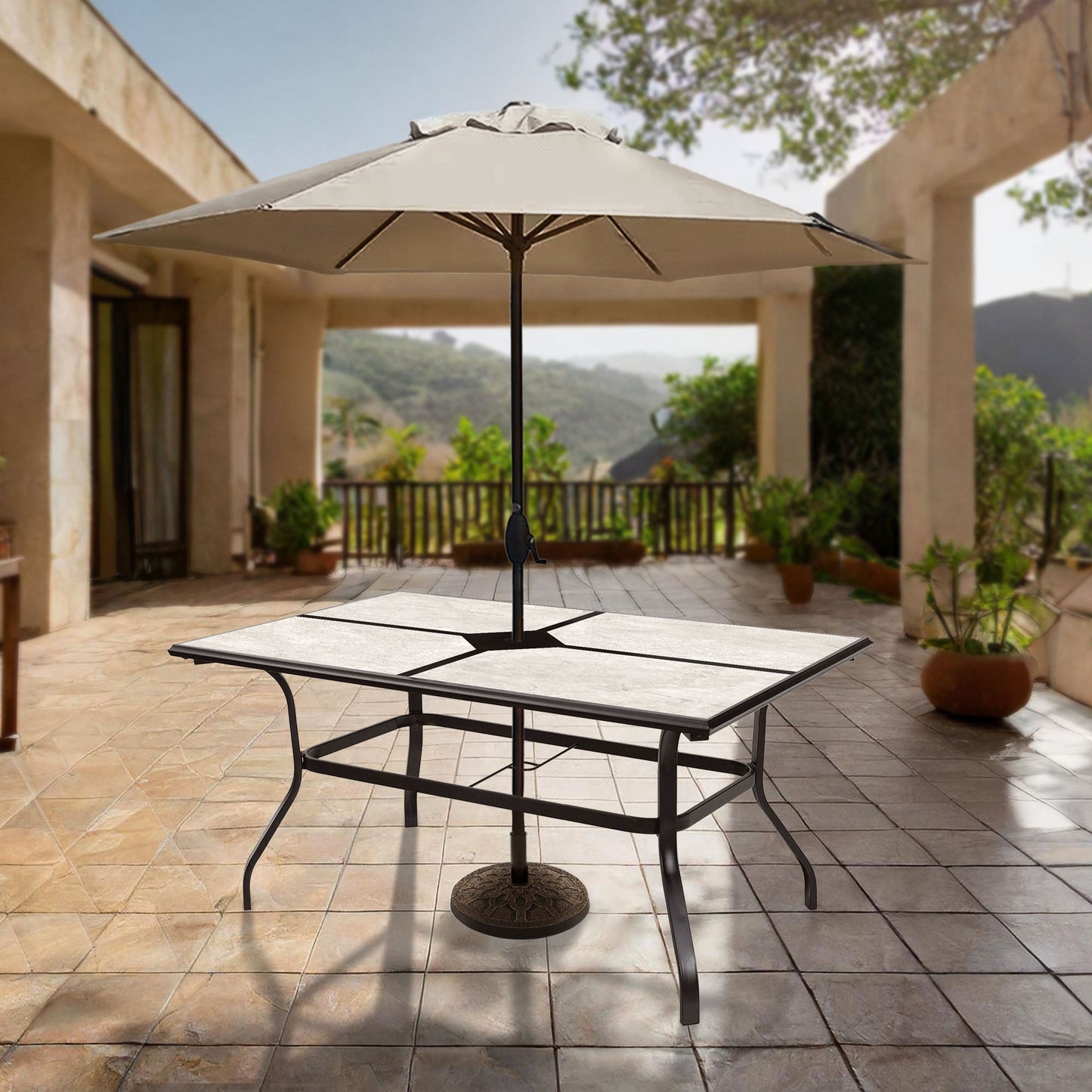 Four Seasons Courtyard Brookfield Drop In Tile Dining Table with Porcelain Top