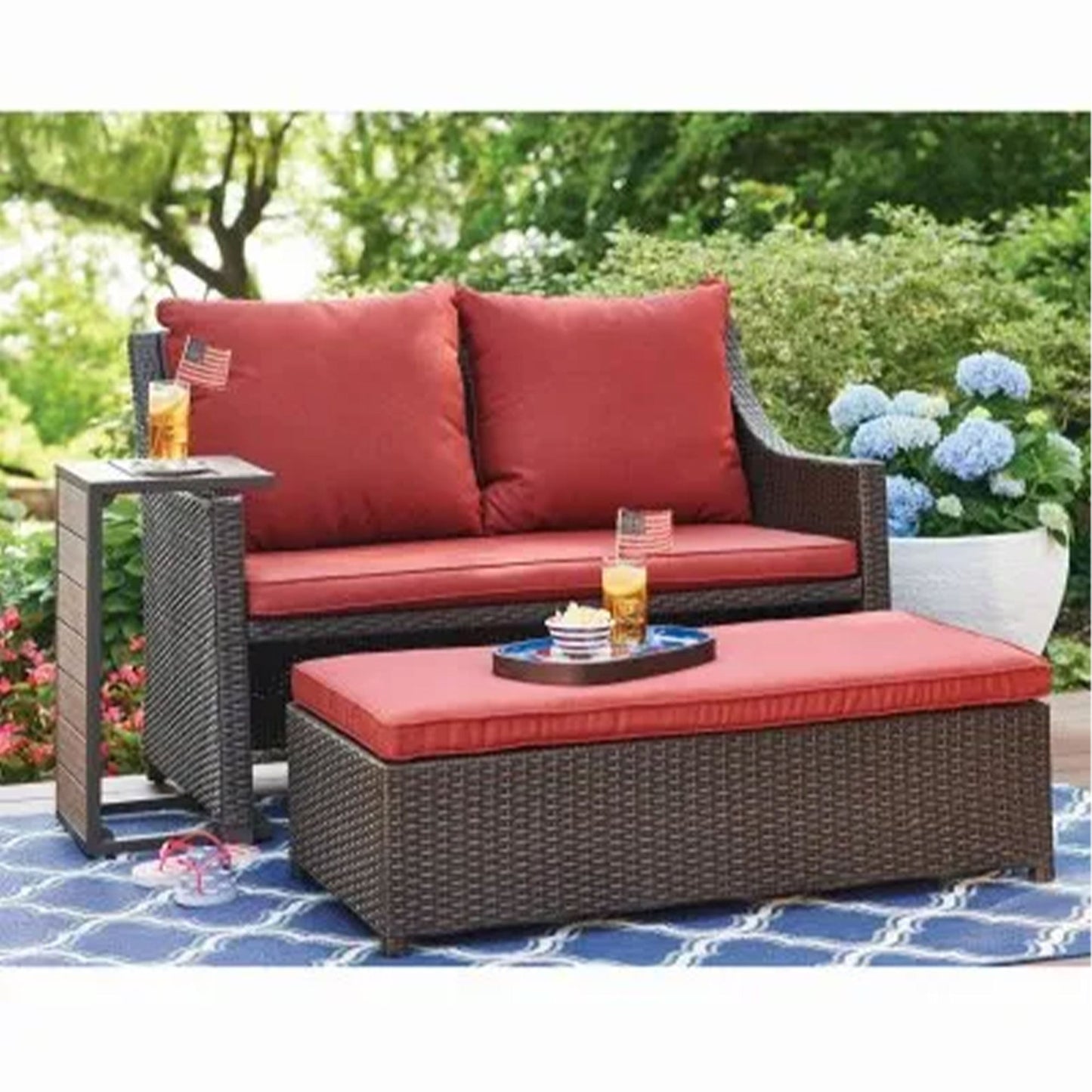 Four Seasons Courtyard Redington All-Weather 3-Piece Patio Seating Set, Red