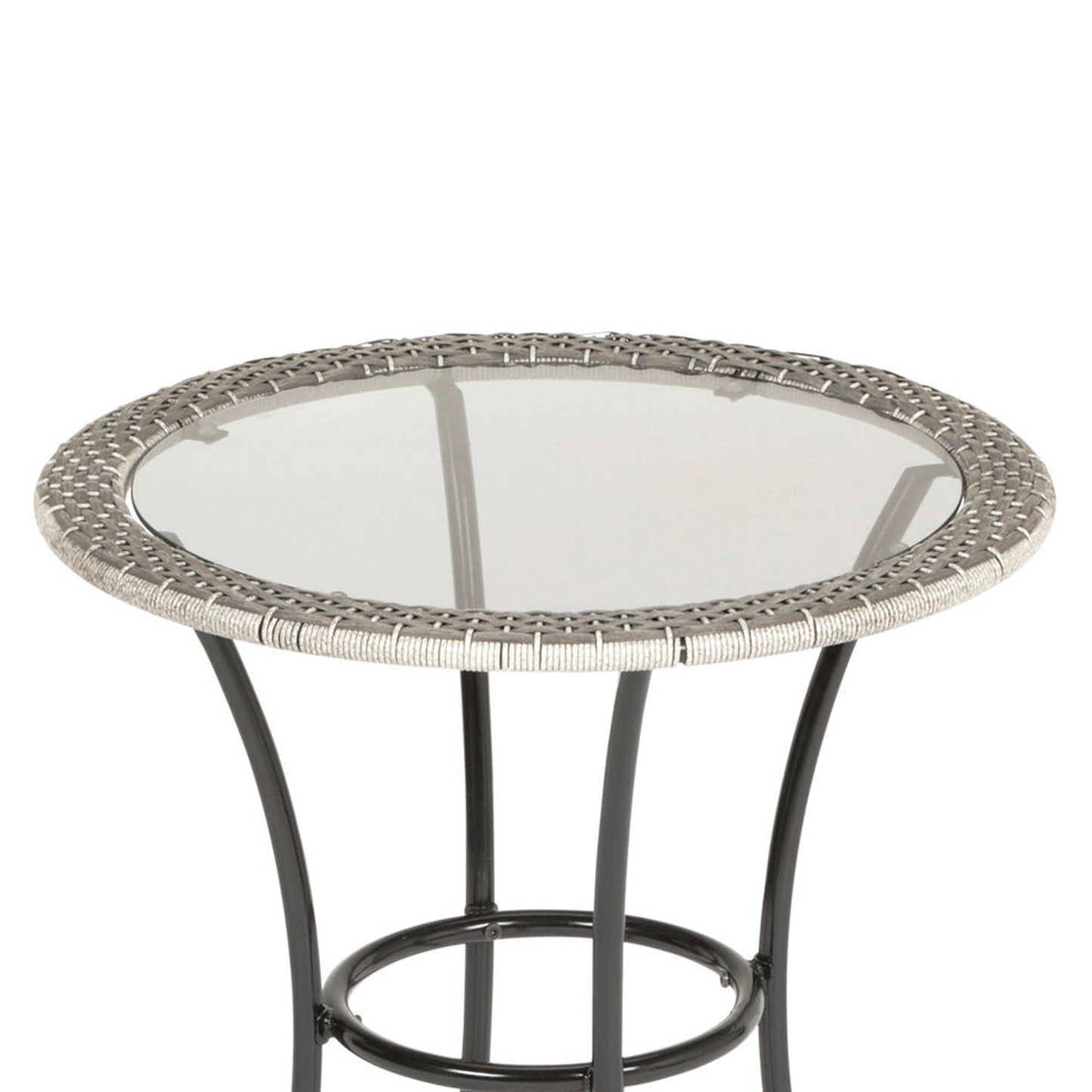 Four Seasons Courtyard 24 Inch Marbella Wicker Modern Bistro Patio Table, Gray