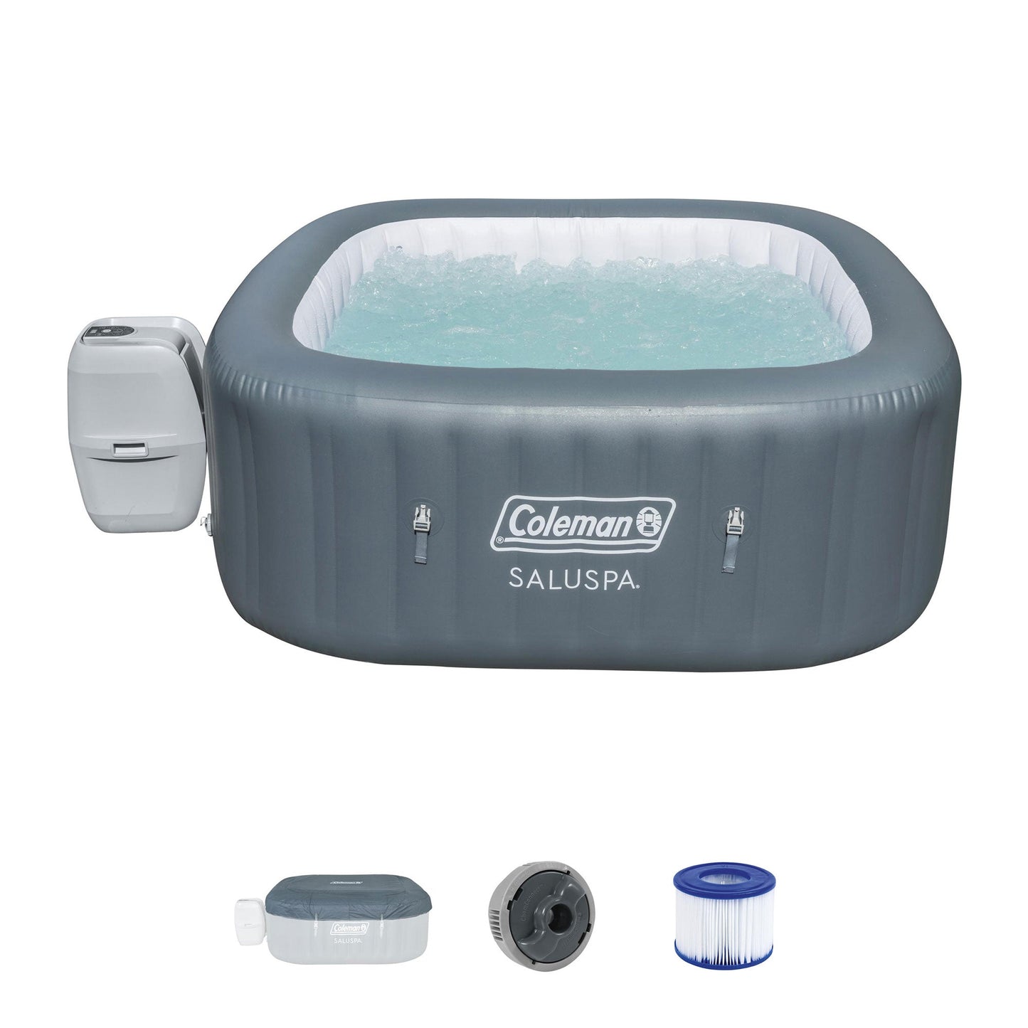 Coleman SaluSpa 114 AirJet Square Hot Tub w/4-Pack of Bestway SaluSpa Spa Seat