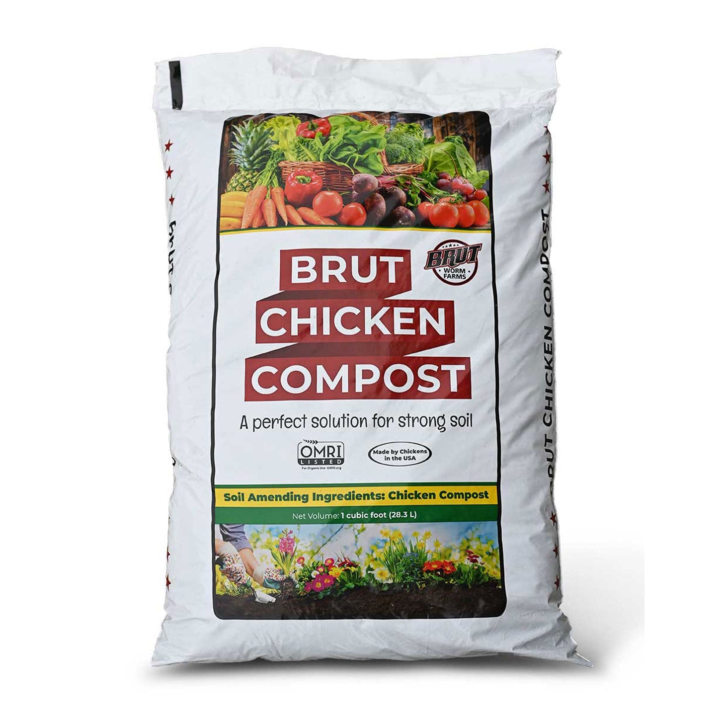 Brut Organic Chicken Compost Nutrient-Rich Garden Fertilizer, 1 cubic ft(1 Pack)