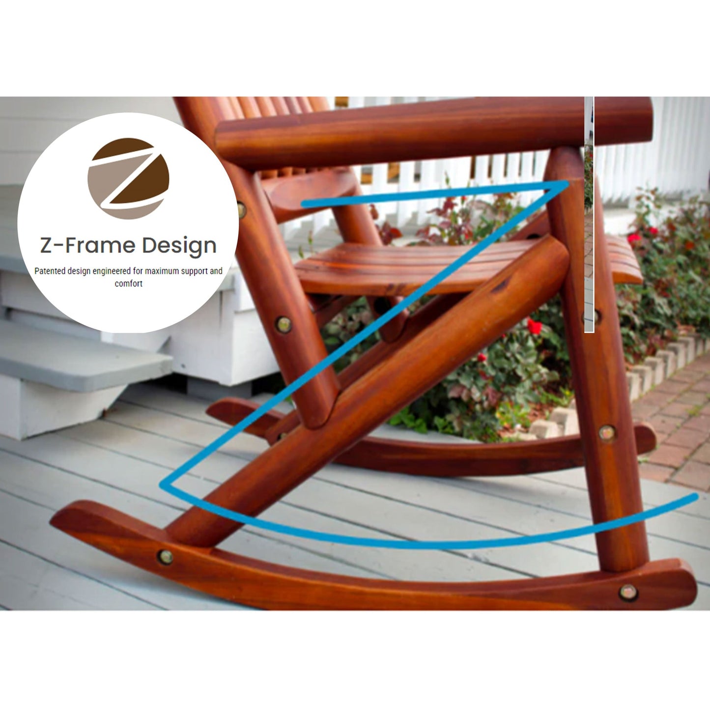 Leigh Country Porch Rocking Chair with Z Frame Design and Contoured Seating