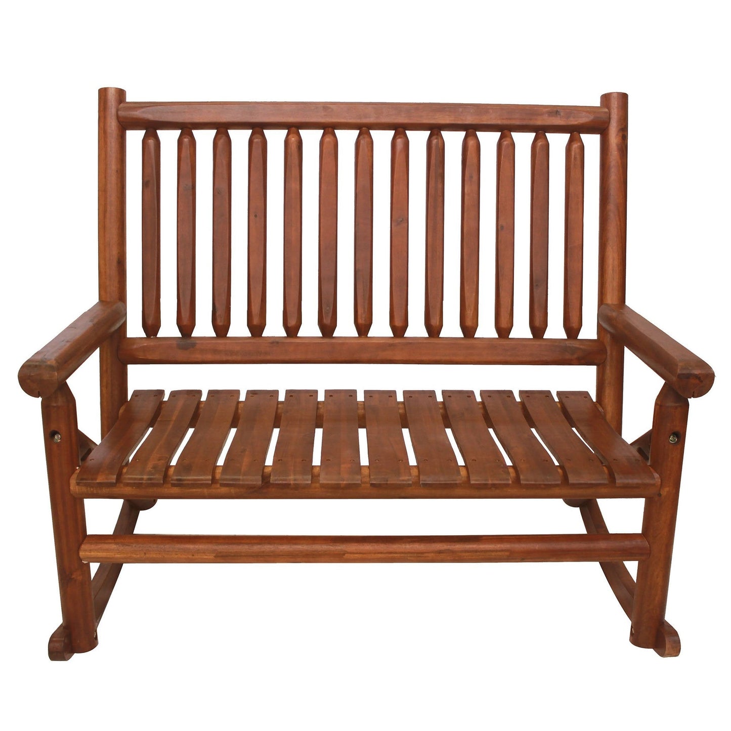 Leigh Country Double Porch Rocking Chair with Curved Seat Slats for Patio Spaces