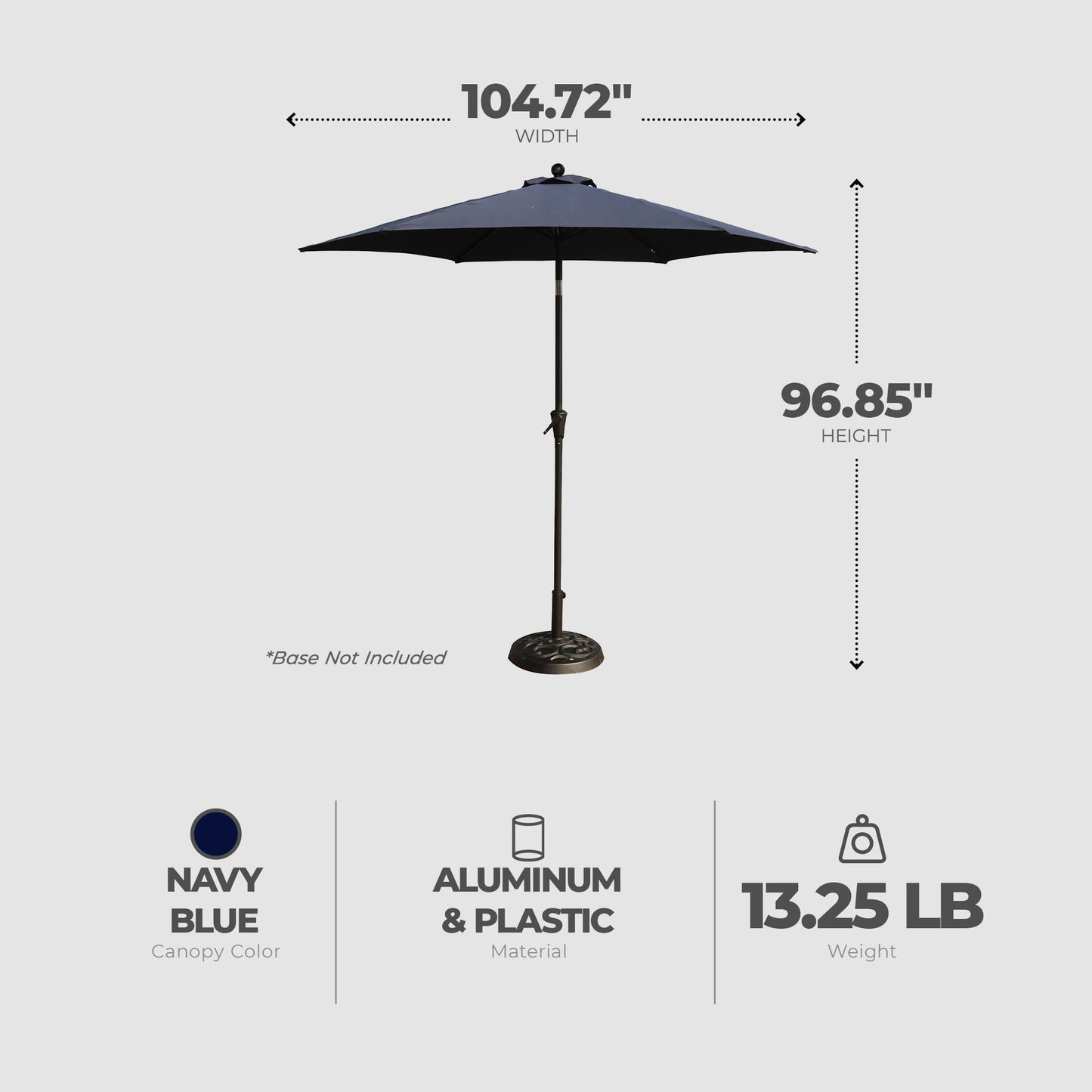 Four Seasons Courtyard Canmore 9 Foot Outdoor Patio Market Umbrella, Gray