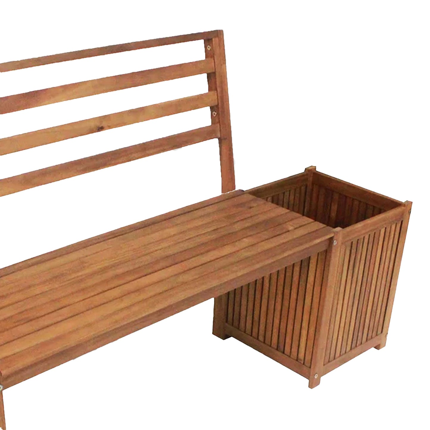 Leigh Country Multifunctional Durable Hardwood Bench with Planter Boxes, Tan