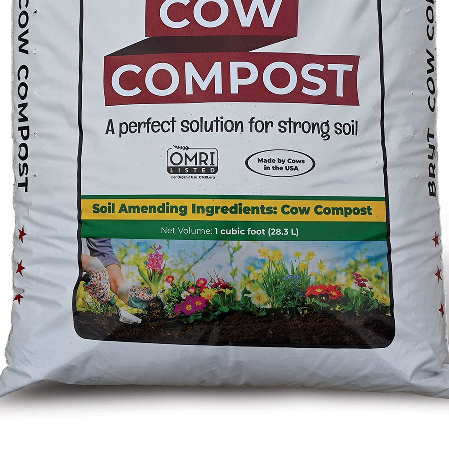 Brut Organic 1 Cu Ft Pure Nutrient Rich Garden Enhancer Cow Compost, (2 Pack)