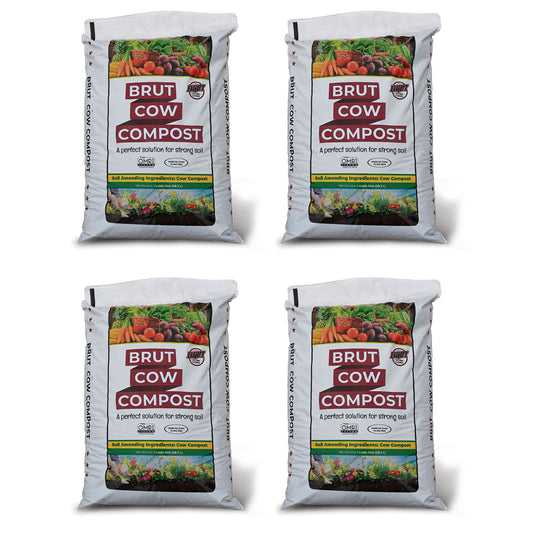 Brut Organic 1 Cu Ft Pure Nutrient Rich Garden Enhancer Cow Compost, (4 Pack)