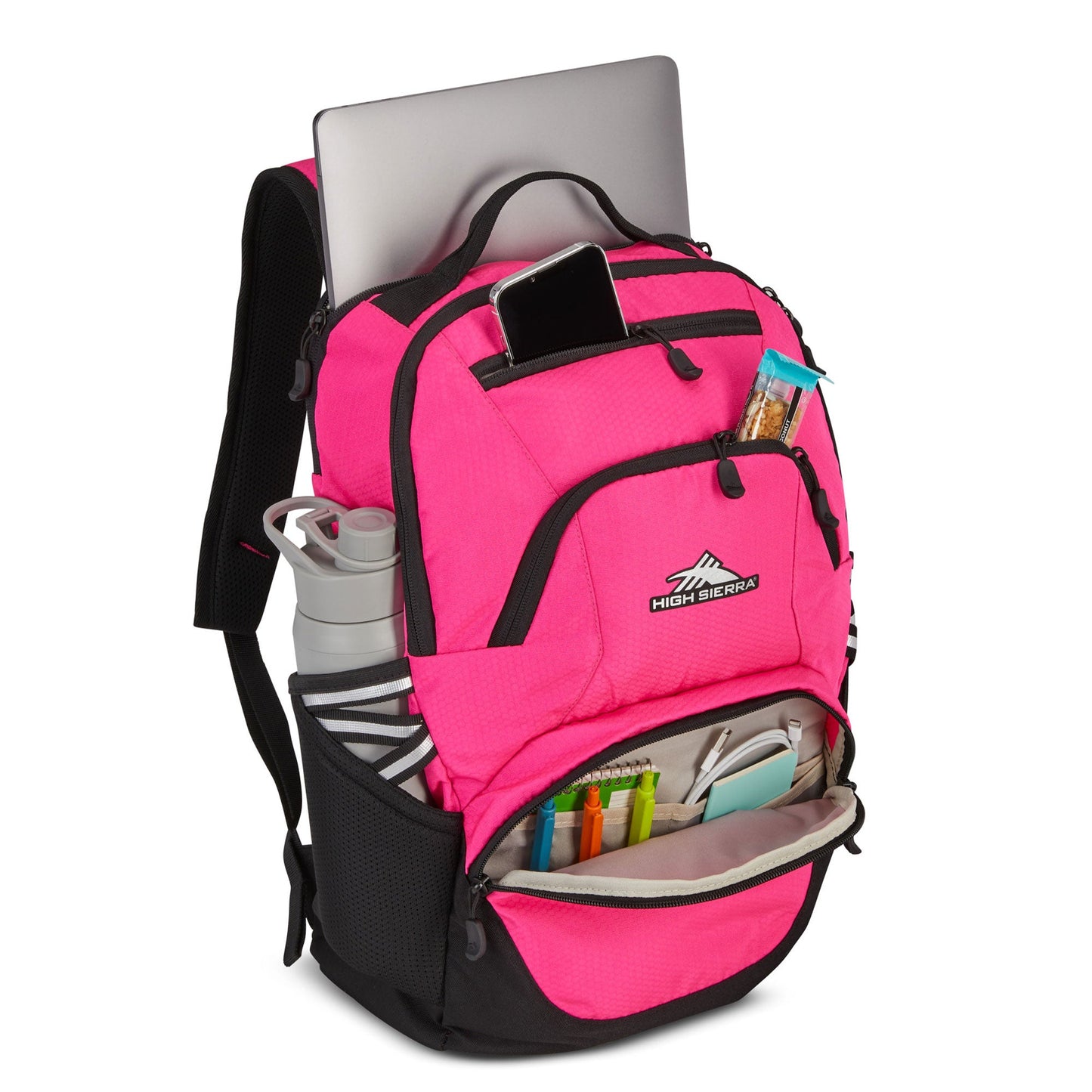 High Sierra Swoop Backpack, Bookbag Fits most 17” Laptops,30L Capacity, Flamingo