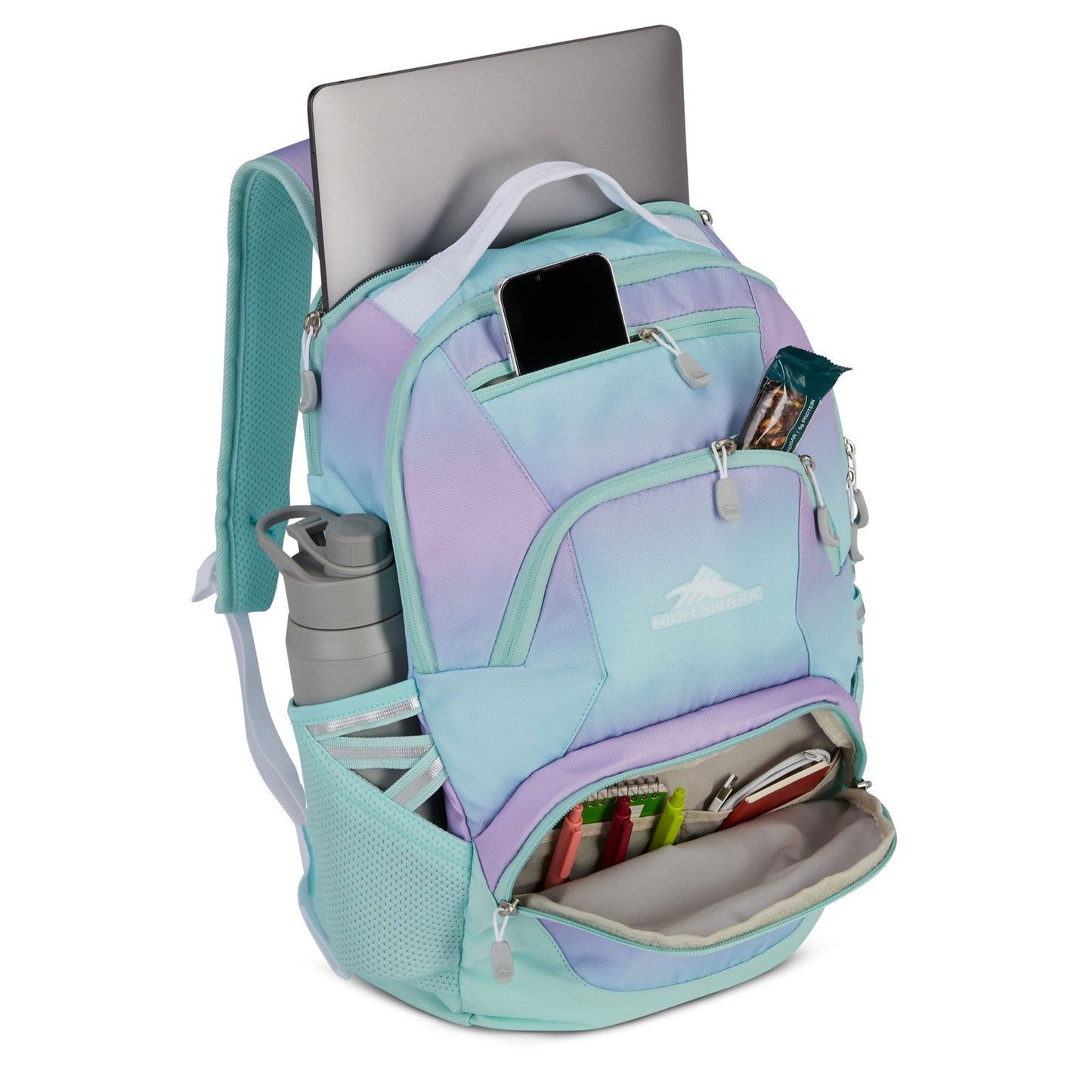 High Sierra Swoop Backpack, Fits most 17” Laptops, 30L Capacity, Purple Blue