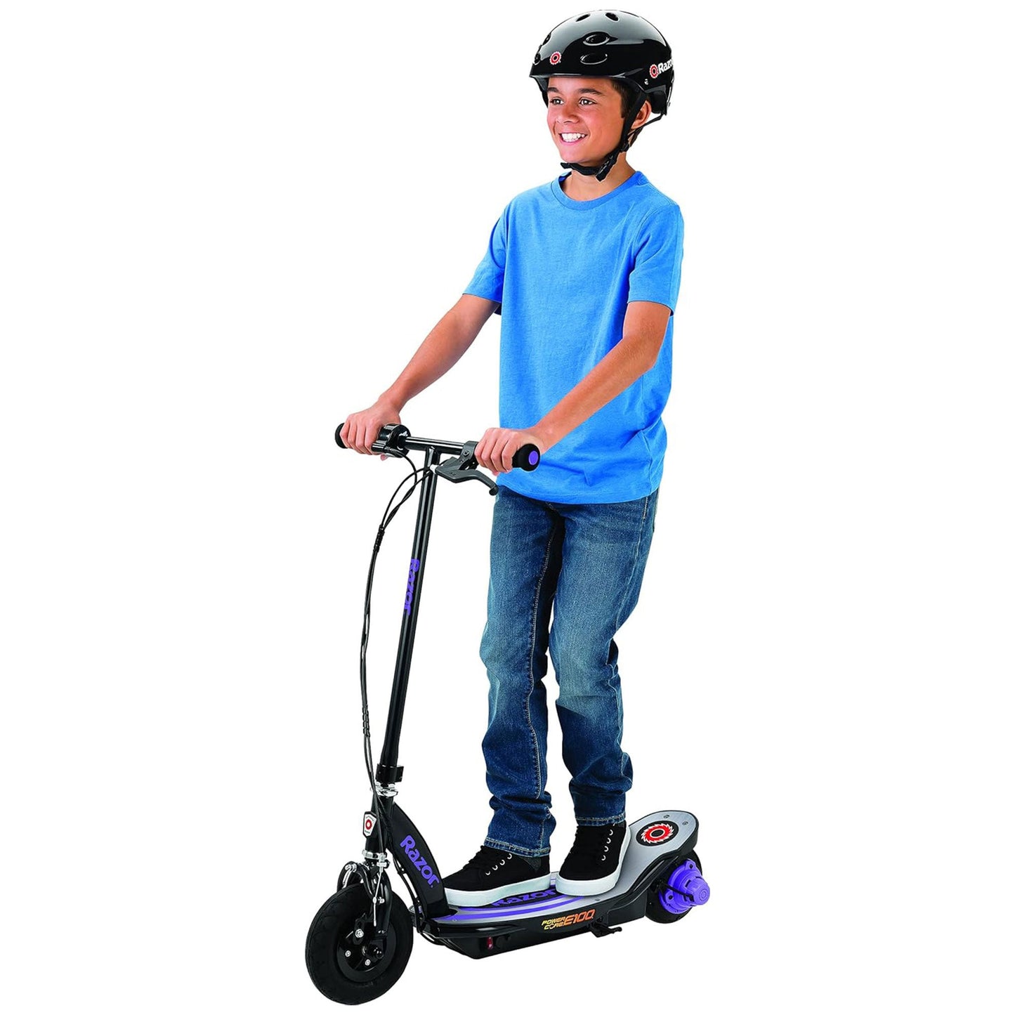 Razor Power Core E100 Electric Scooter with Aluminum Deck and Hand Brake, Purple