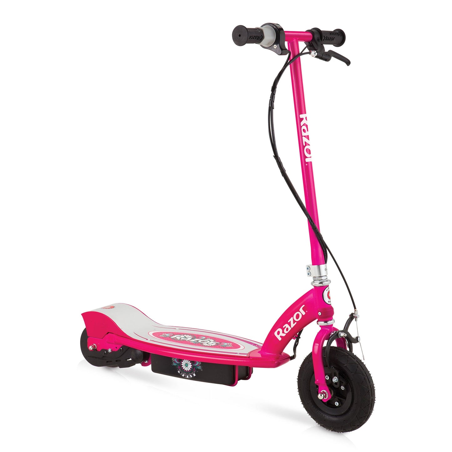 Razor Power Core E100 Electric Scooter w/ Hand Operated Front Brake, Daisy Pink