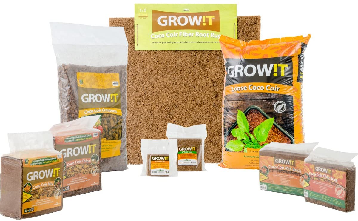 Hydrofarm GROW!T JSCPB All Natural Pathogen Free Coco Coir Mix Brick, Pack of 3